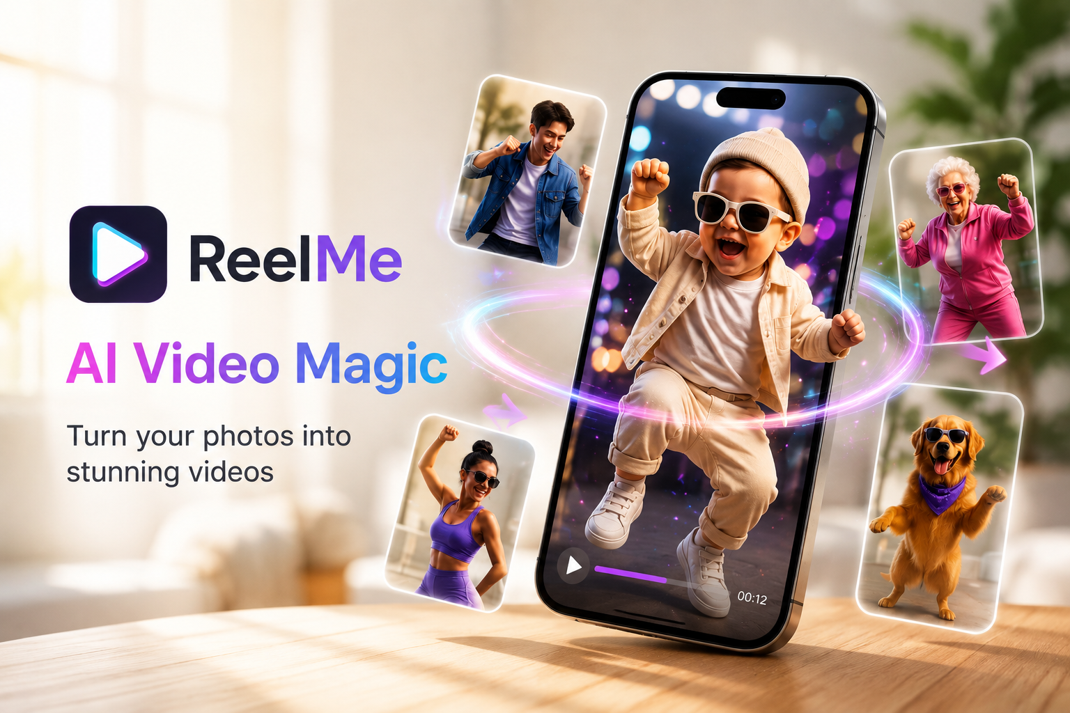 ReelMe transforms static photos into lively, creative AI videos.